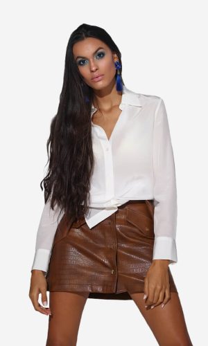 Silk long shirt white