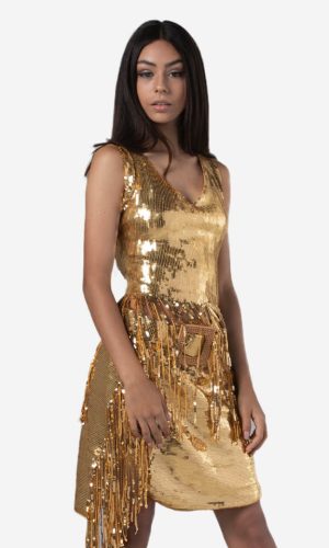 Gold night party dress